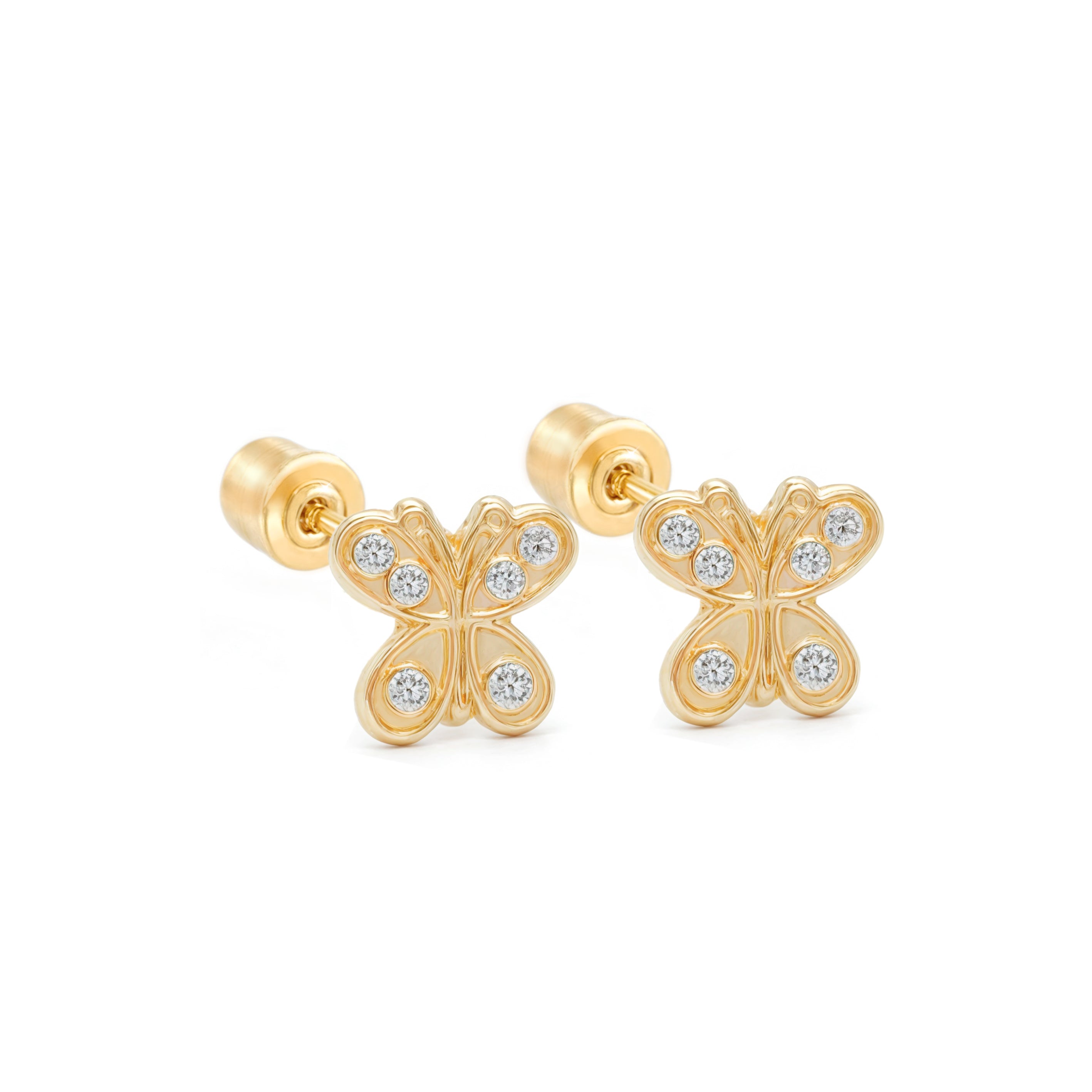 14k Gold-Butterfly CZ Earrings