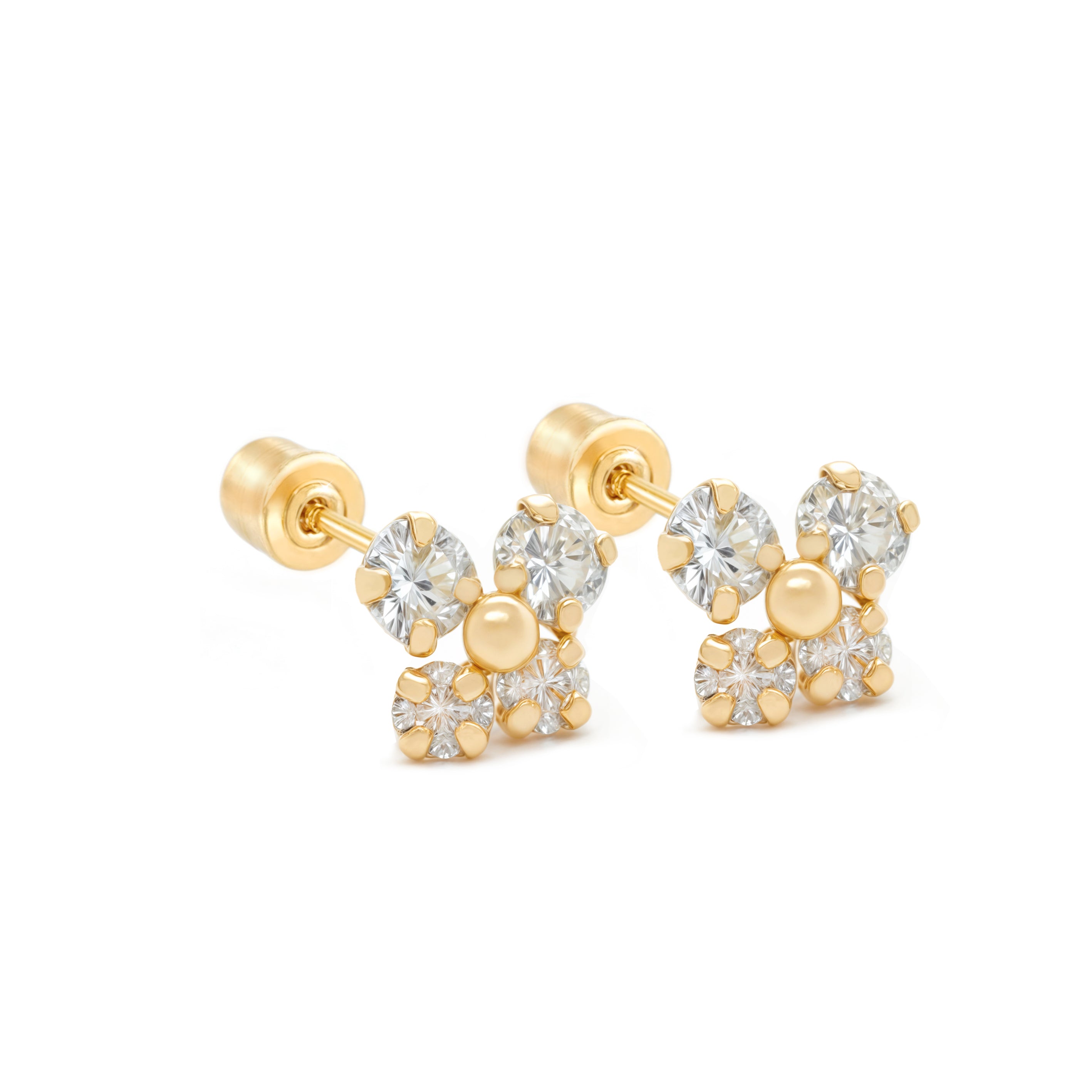 14k Gold- Butterfly Lila CZ Earrings