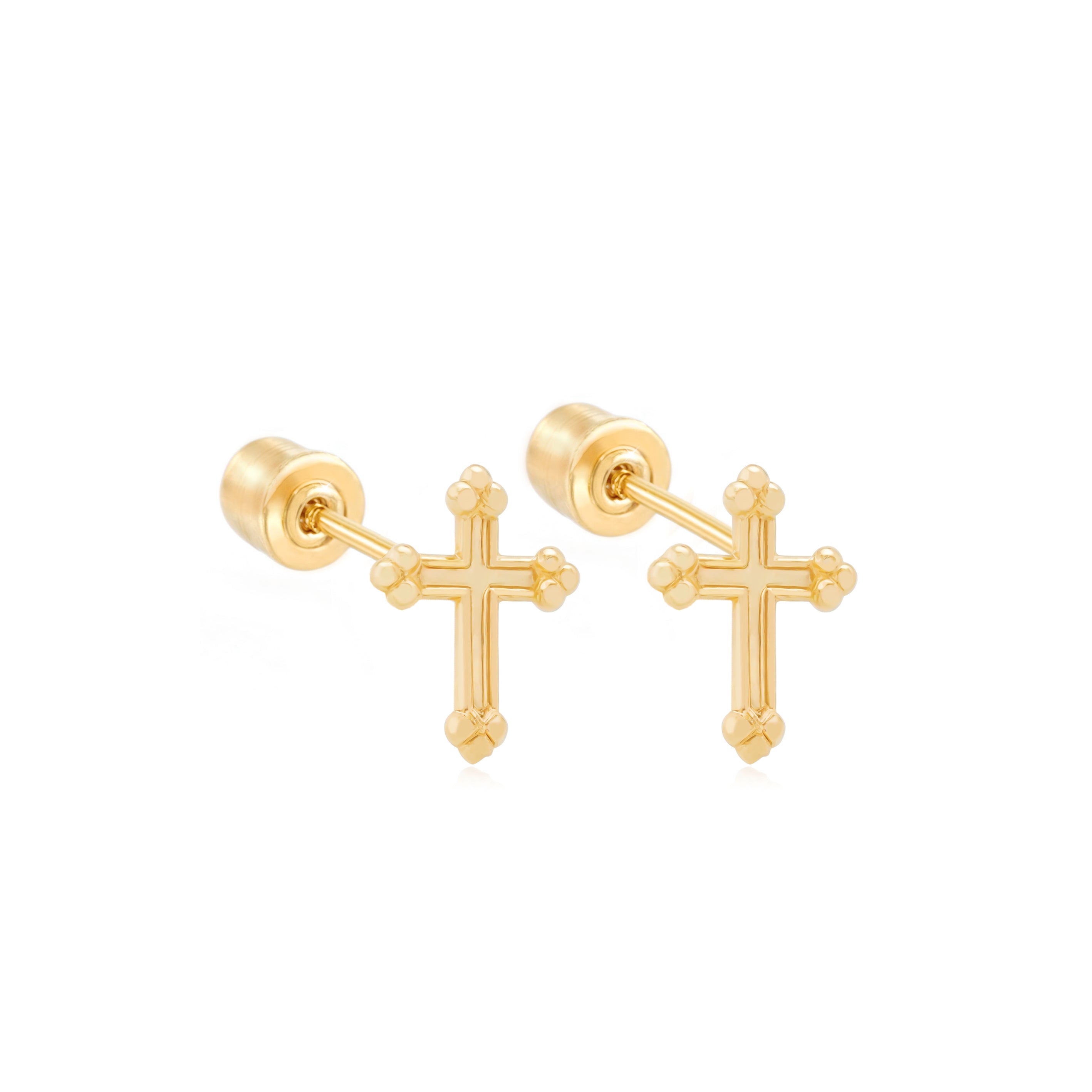 14k Gold-Enamel Cross Earrings