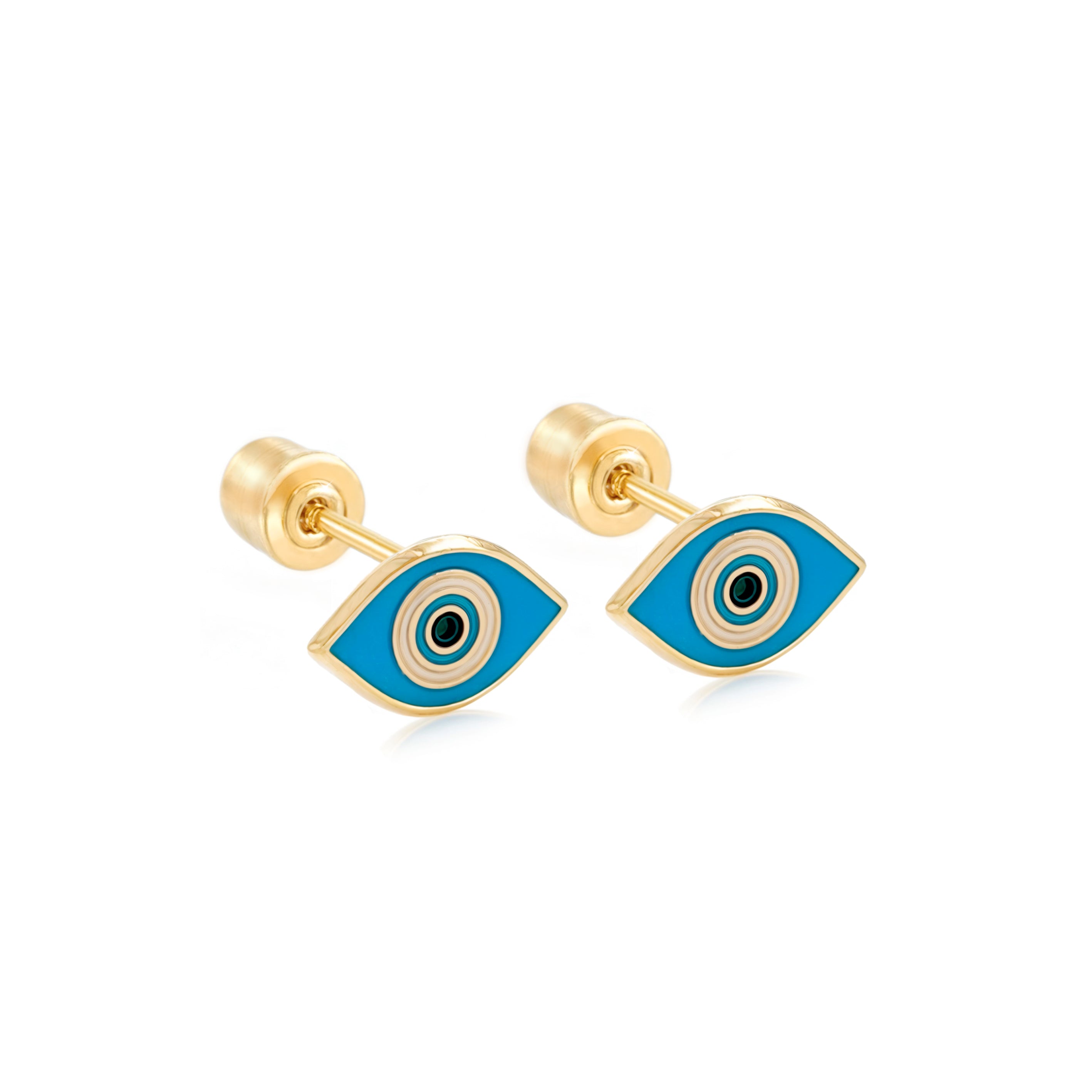 14k Gold-Enamel Eye Earrings