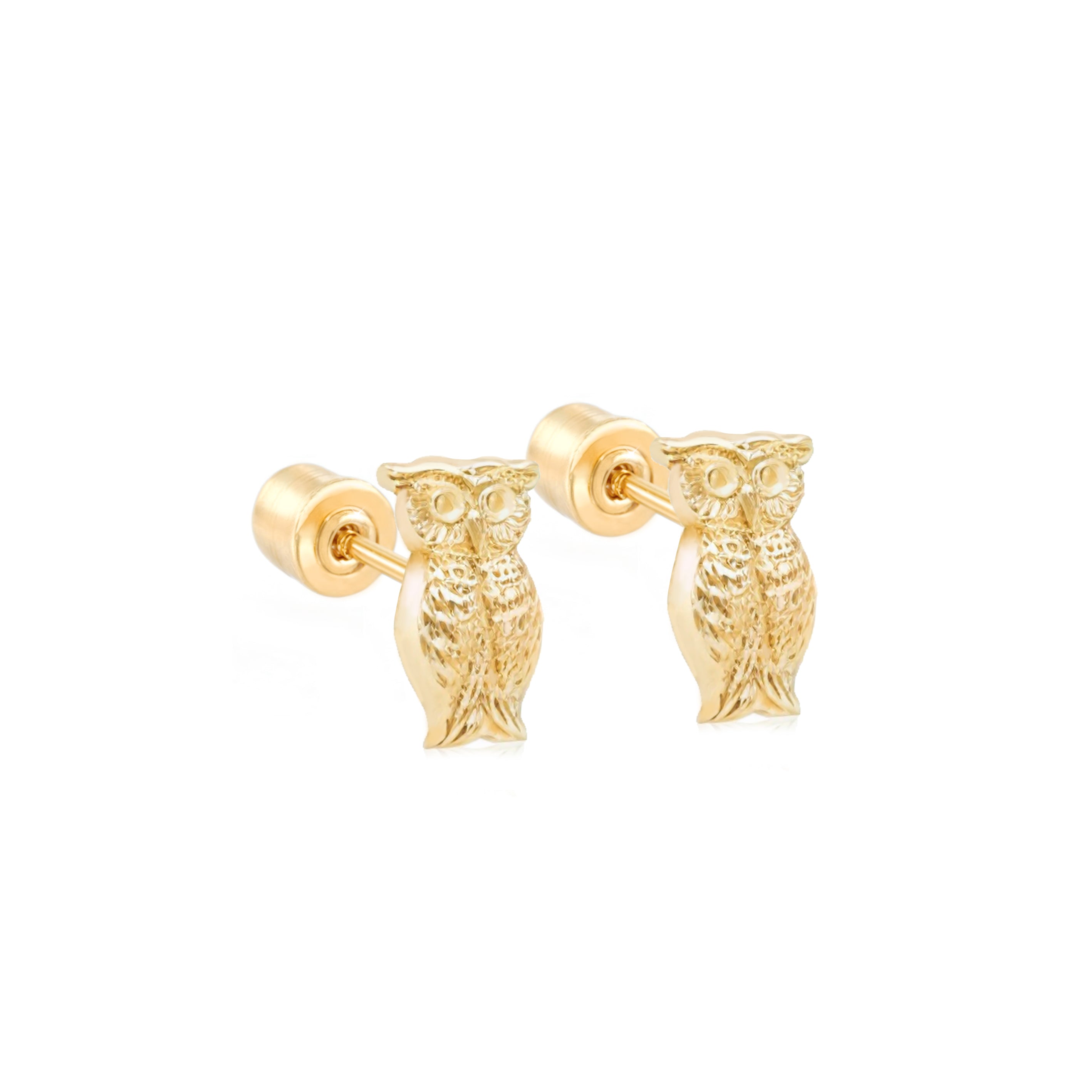 14k Gold - Big Owl Earrings