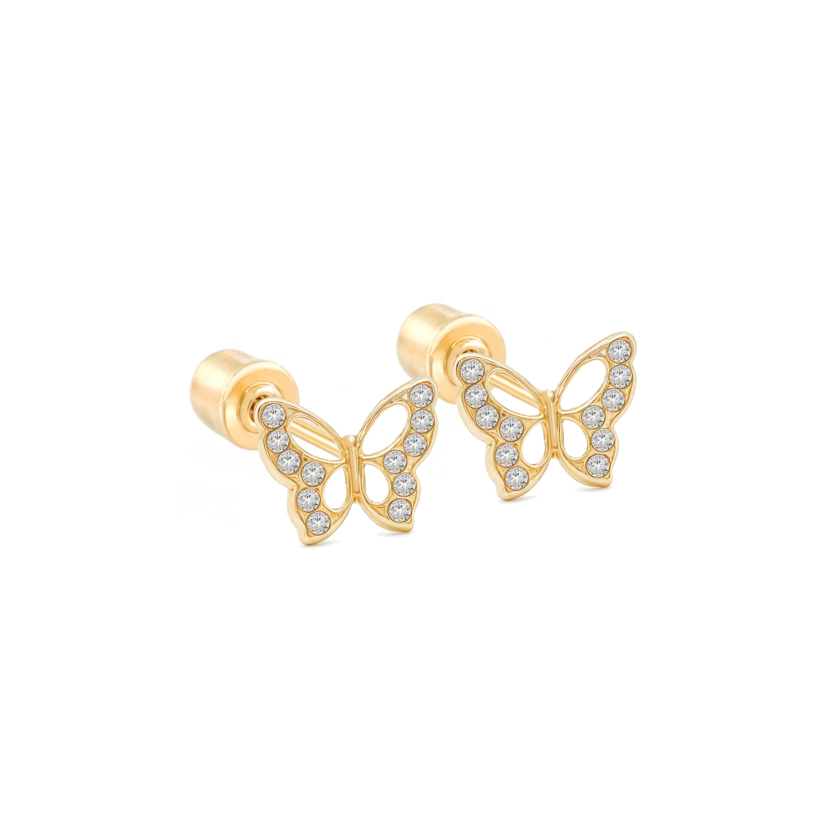 14k Gold-Sparkly Butterfly CZ Earrings