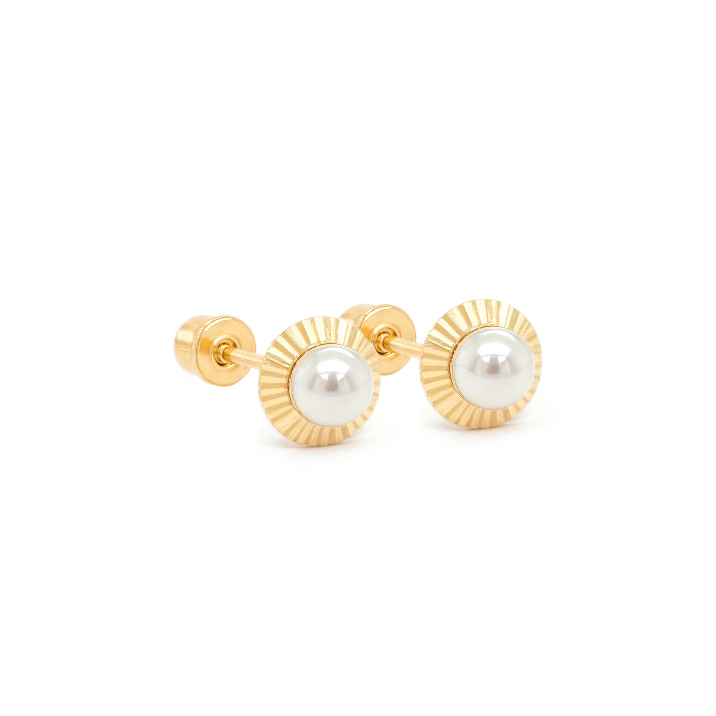 14k Gold-Pearl Diamond Cut