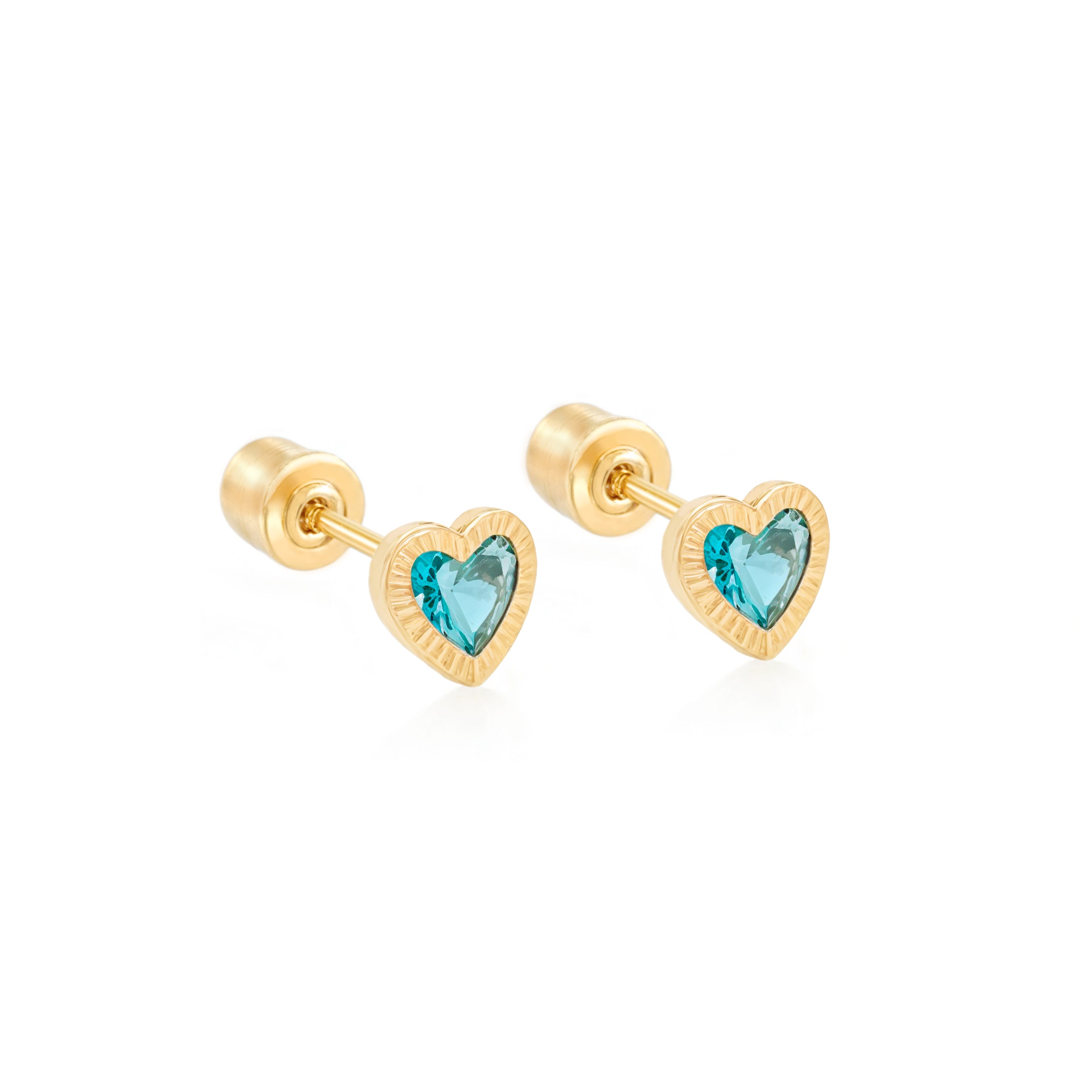 14k Gold-Heart Shaped CZ Earrings