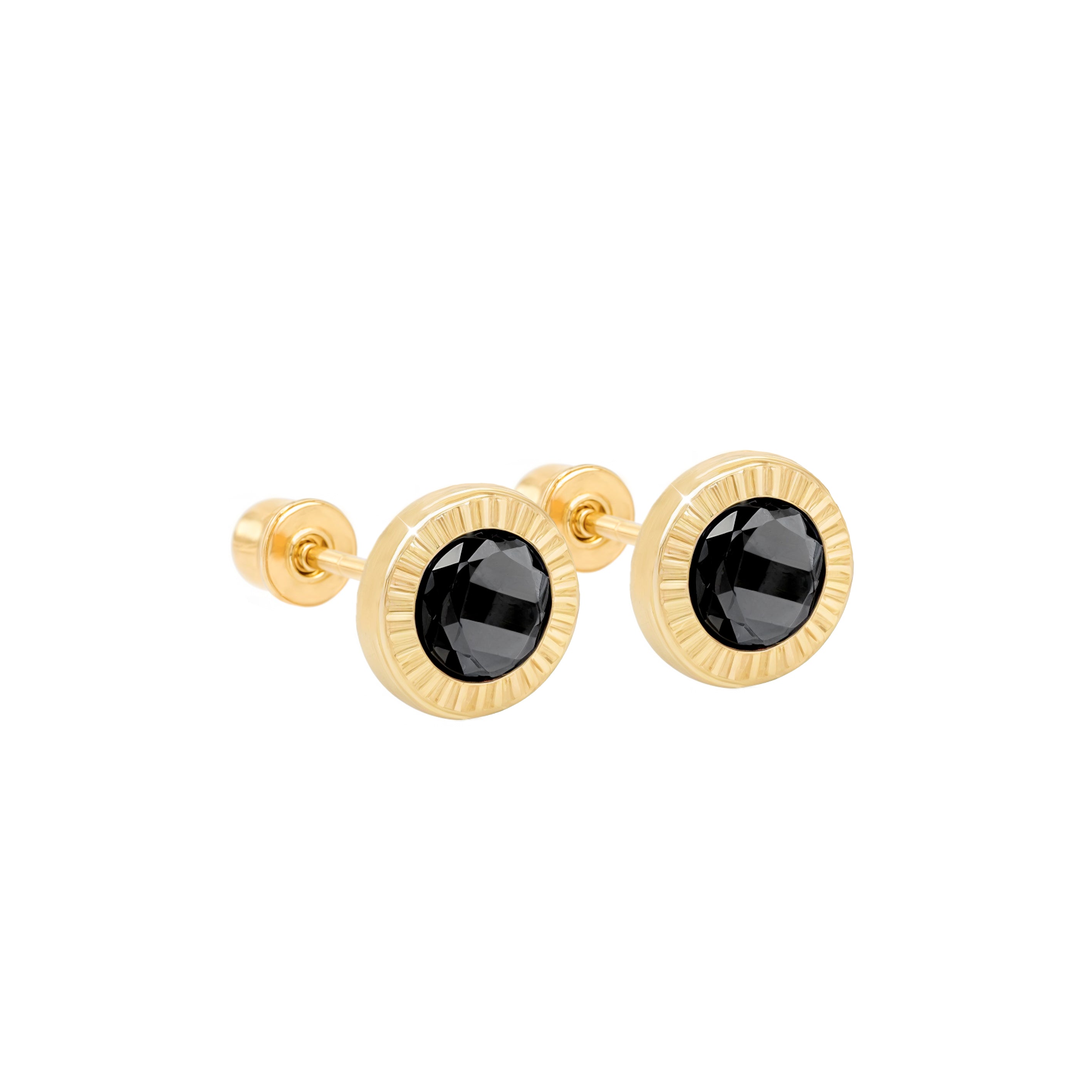 14k Gold-Round Diamond CZ  Earrings