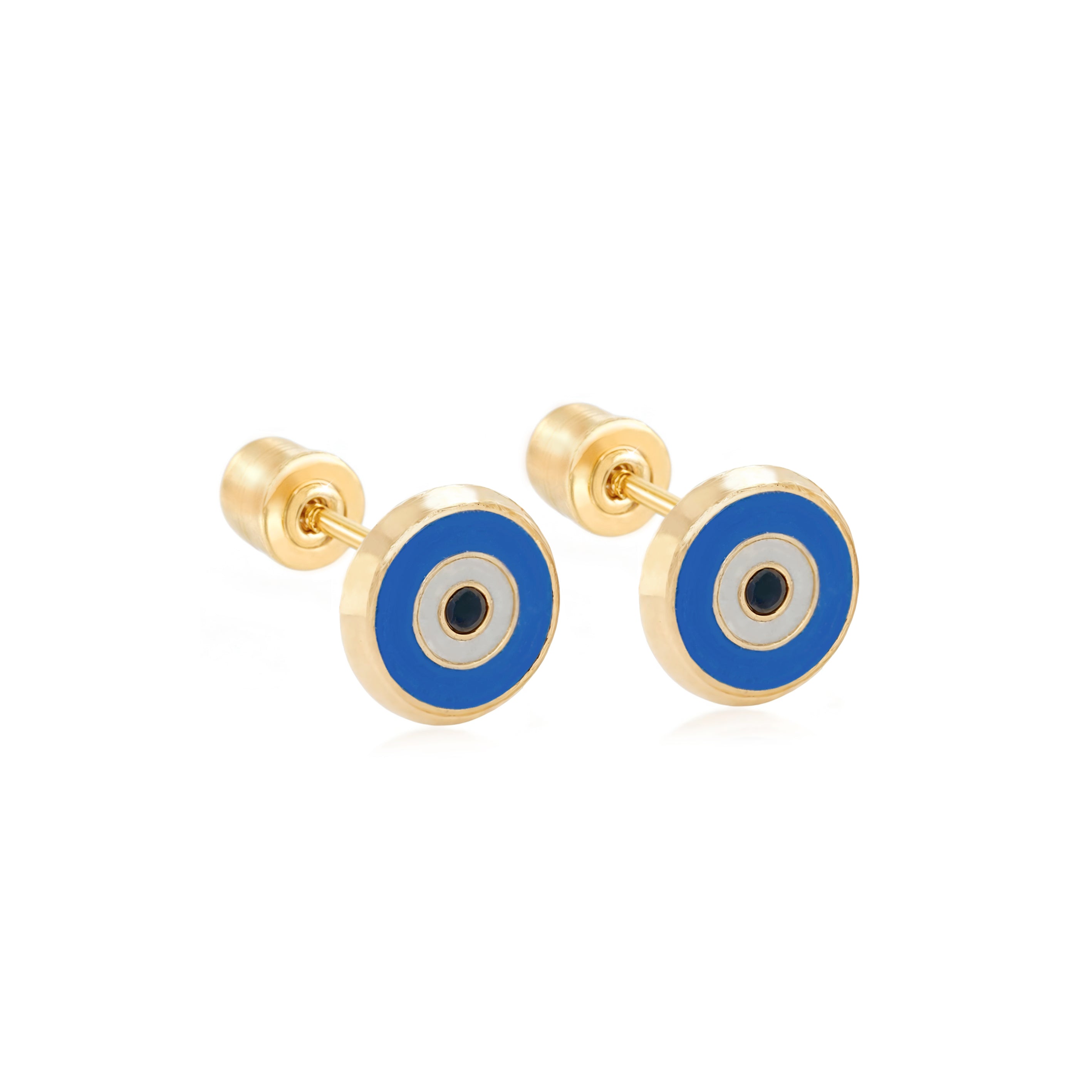 14k Gold-Enamel Round Eye Earrings