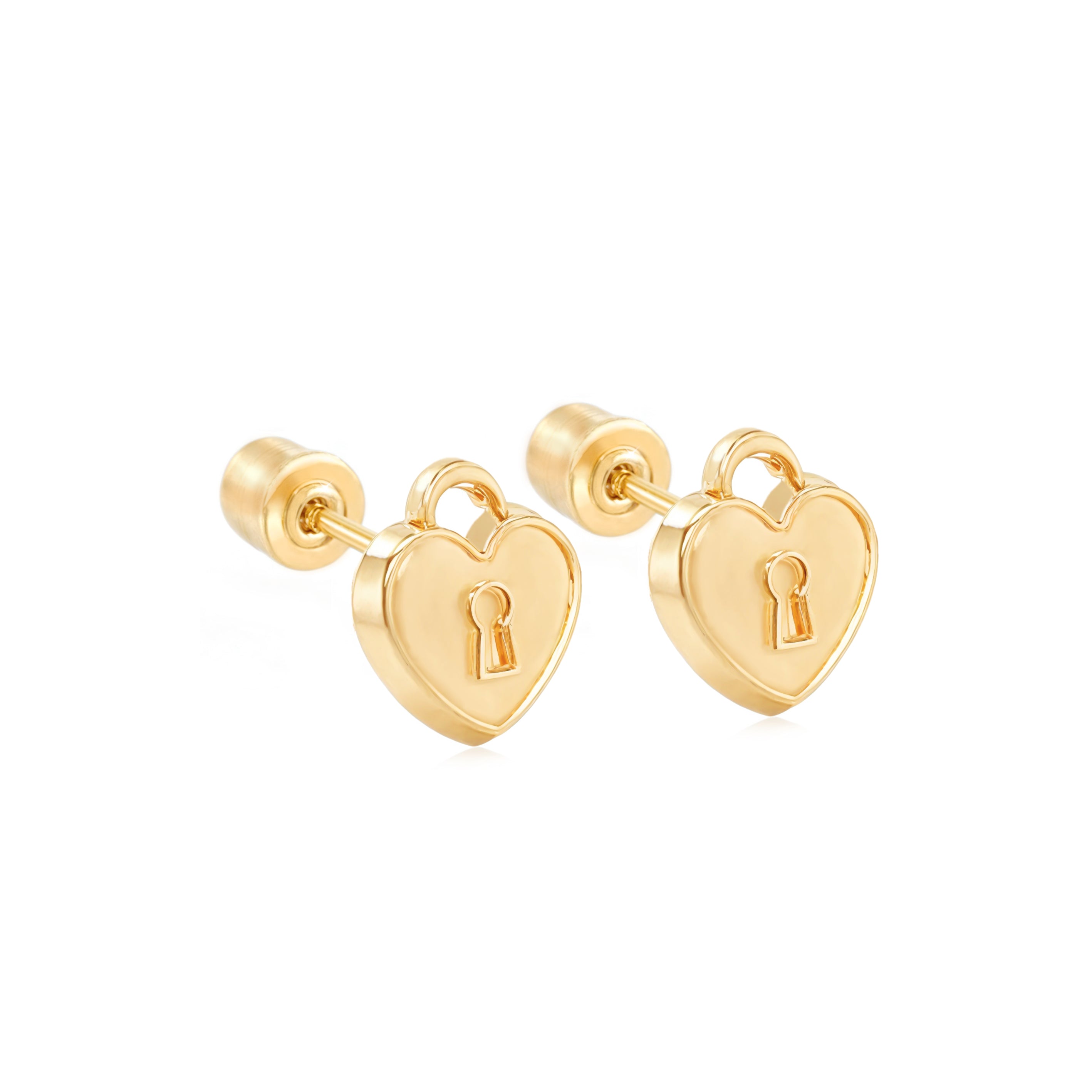 14k Gold-Luck Heart Shaped Earrings