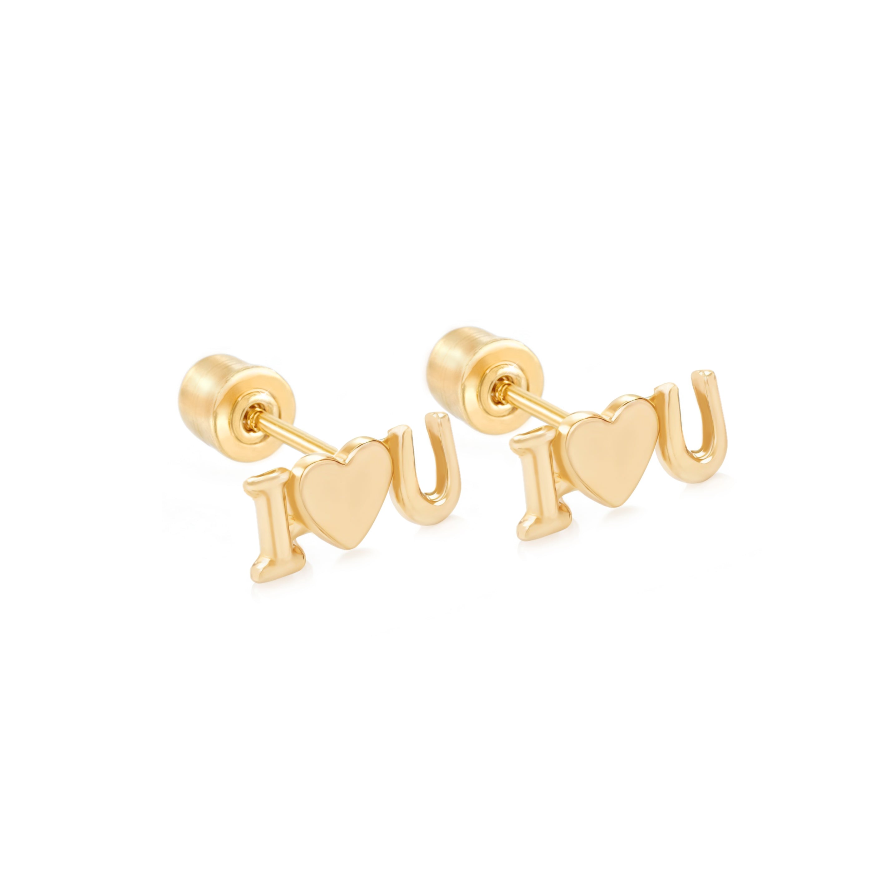 14k Gold-I Love You Design Earrings