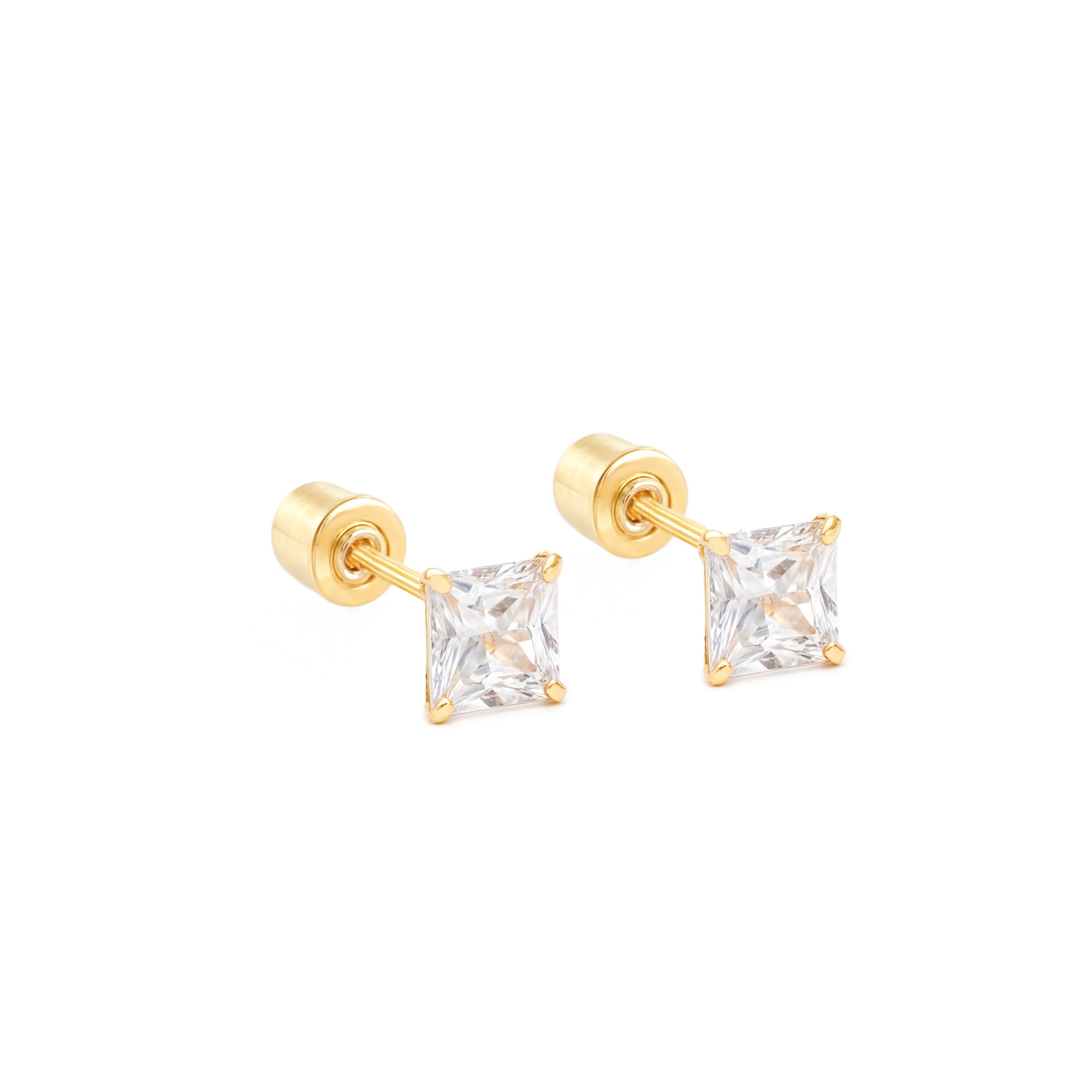 14k Gold-Square Cubic Zirconia