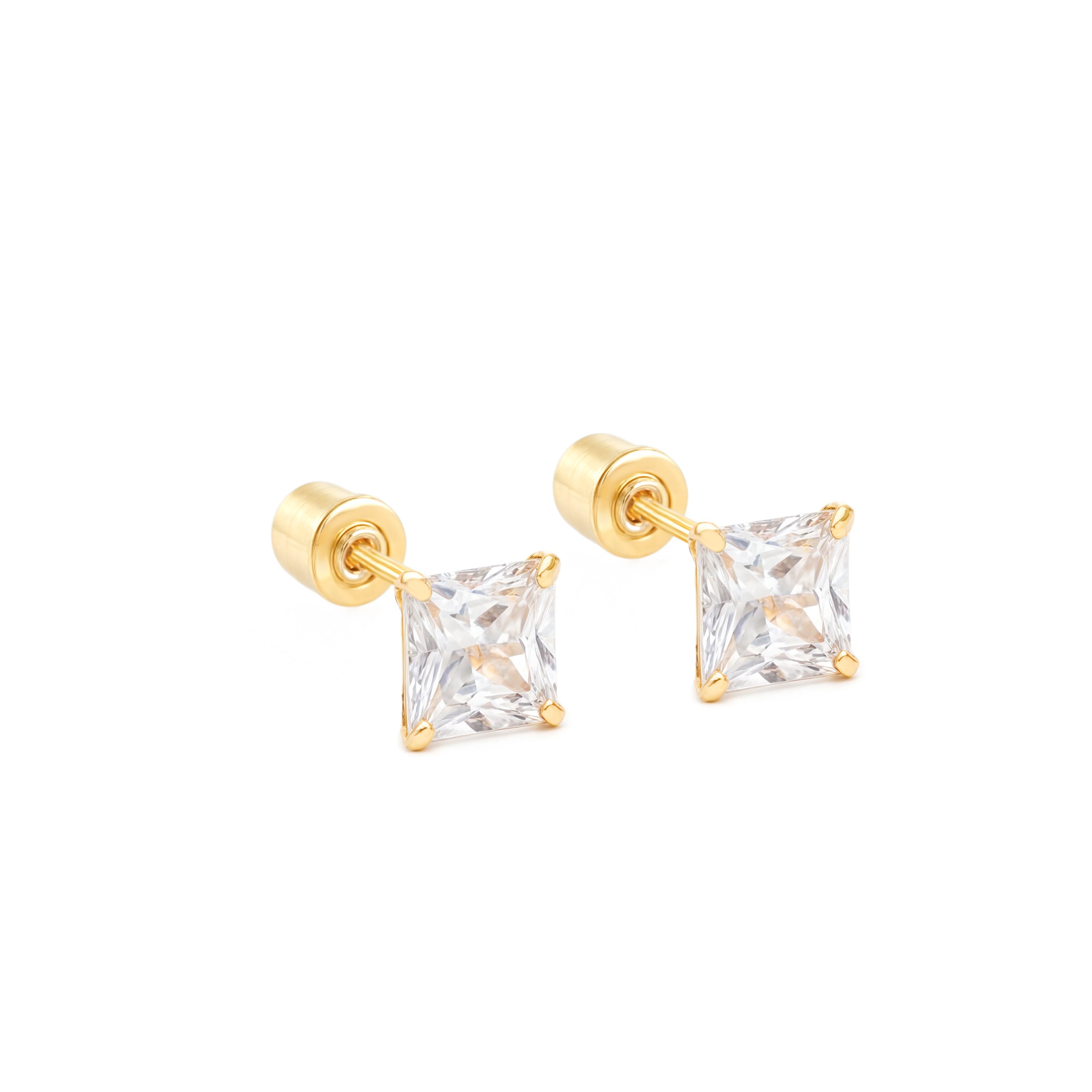 14k Gold-Square Cubic Zirconia