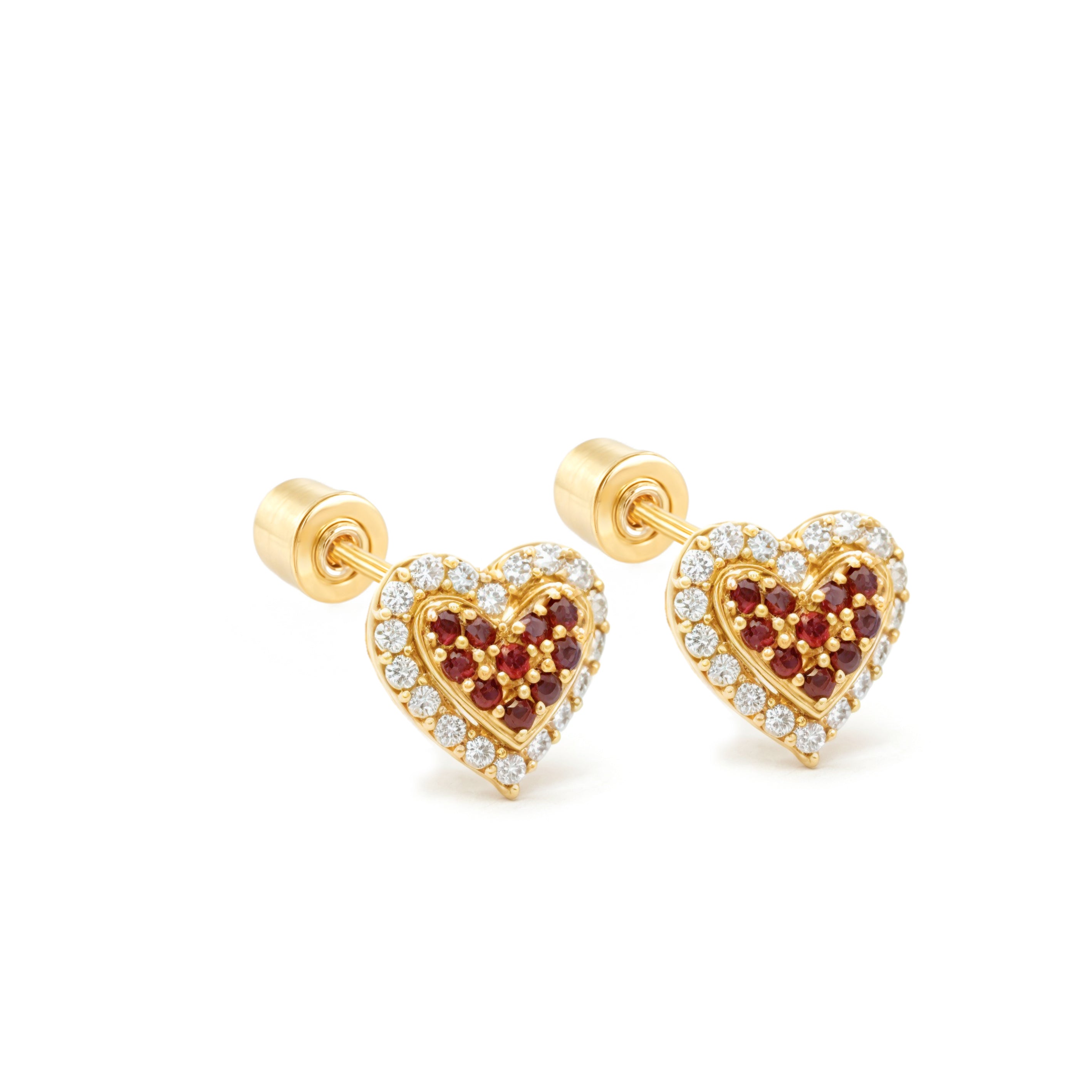 14k Gold- Heart Cz Korean  Earrings