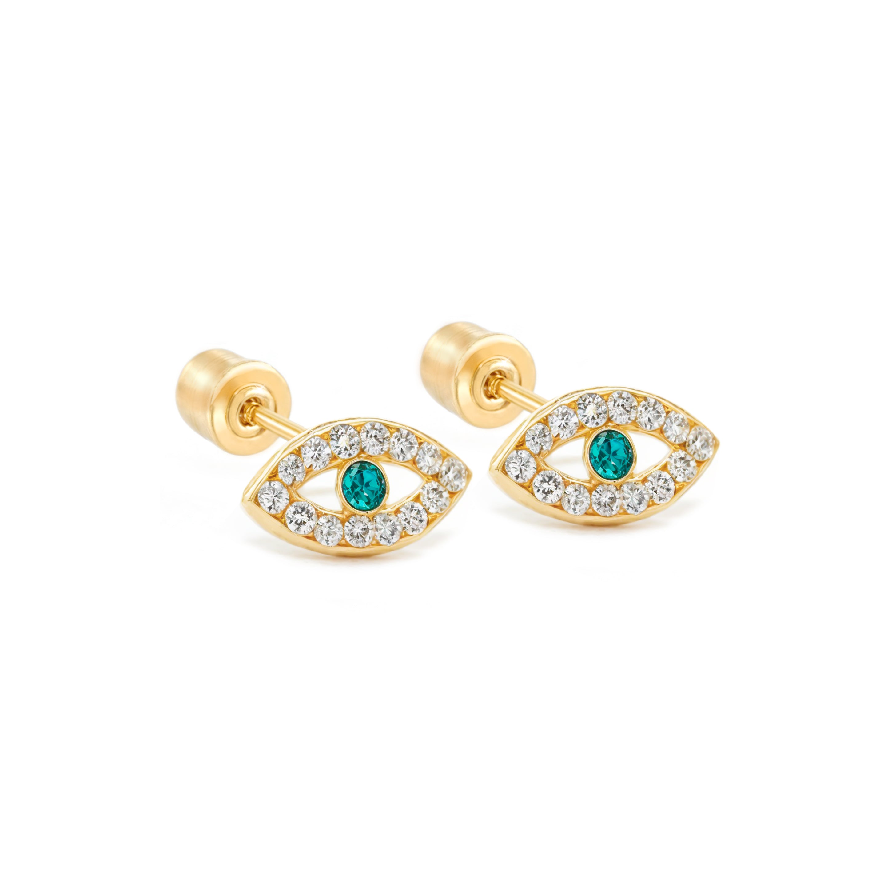 14k Gold-Sparkling Eyes CZ Earrings