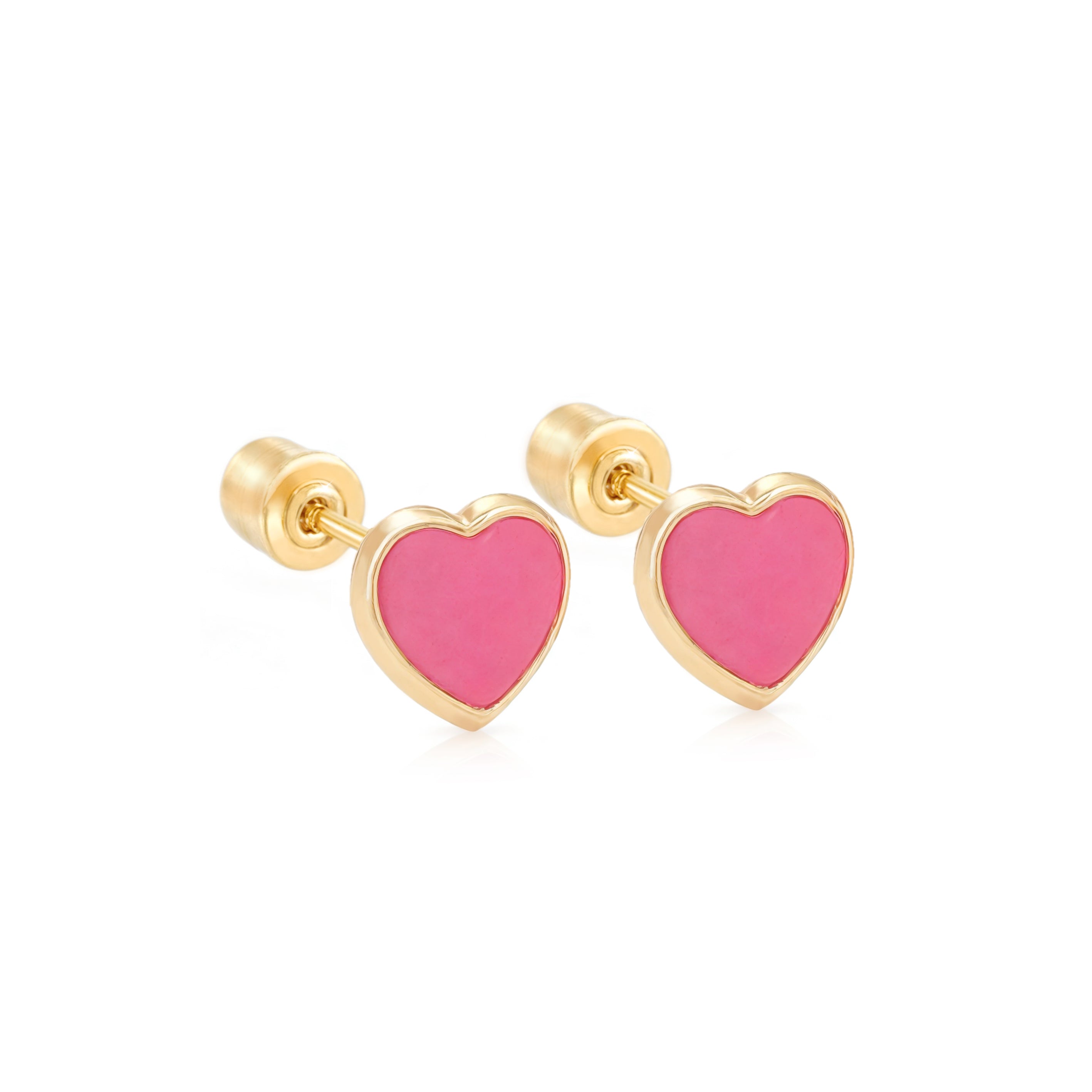 14k Gold-Enamel Heart Earrings