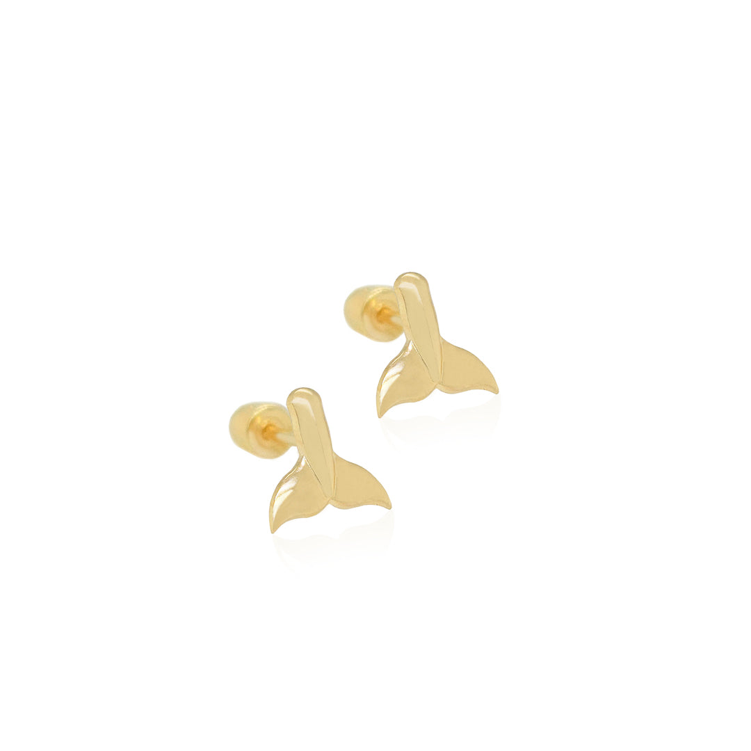 14K Gold - Whale Earrings