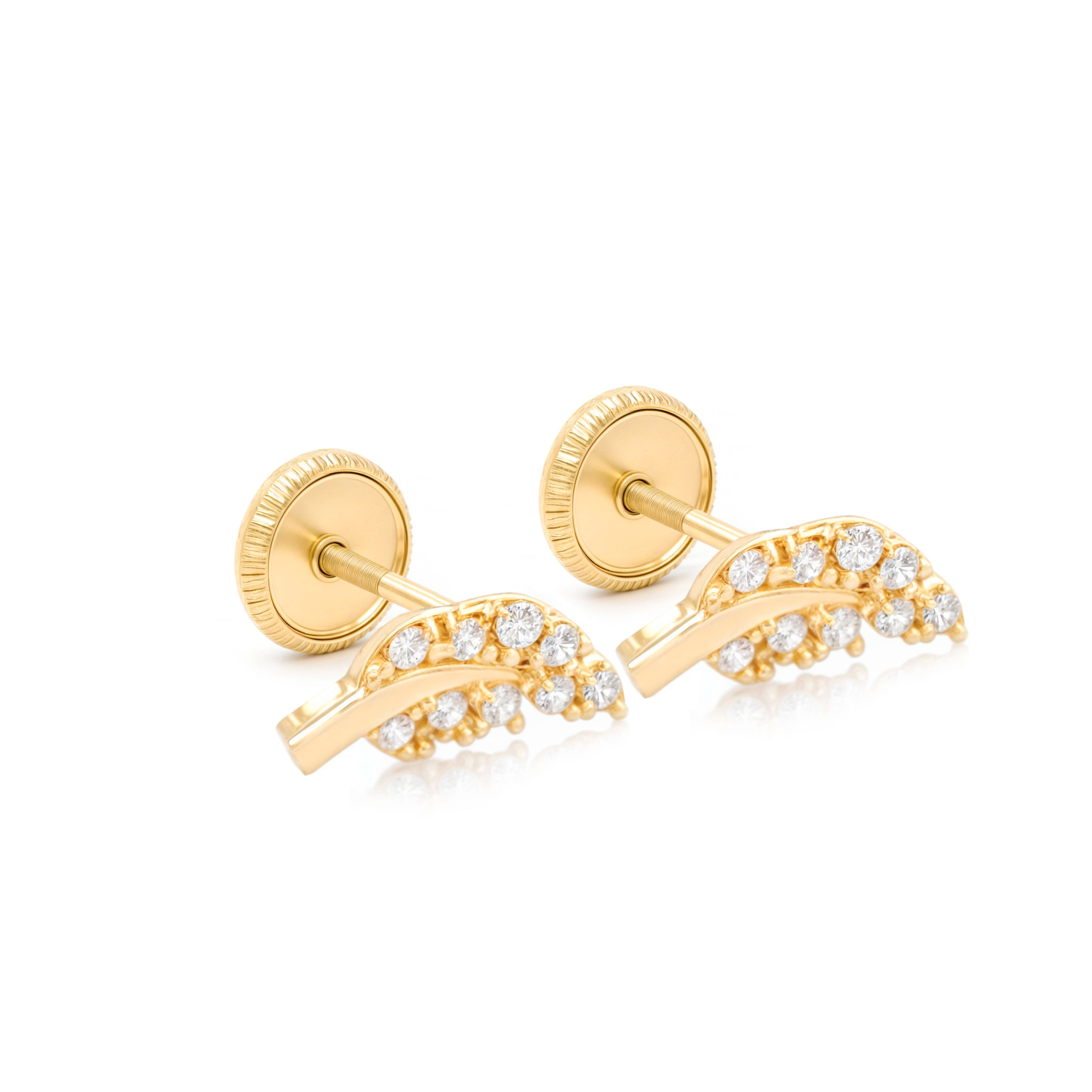 14k Gold-Leaf CZ Earrings Spanish