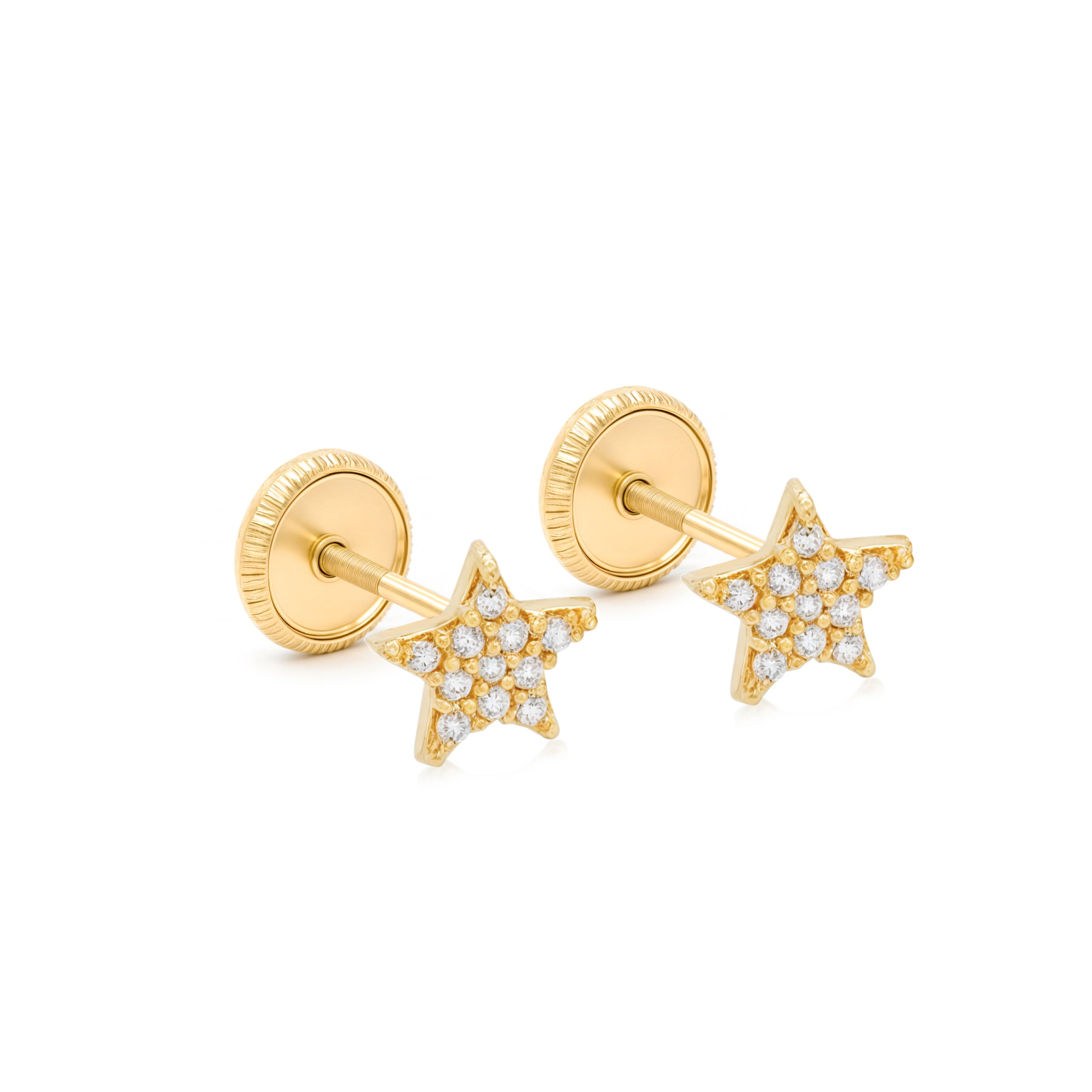 14k Gold-Star CZ Earrings Spanish