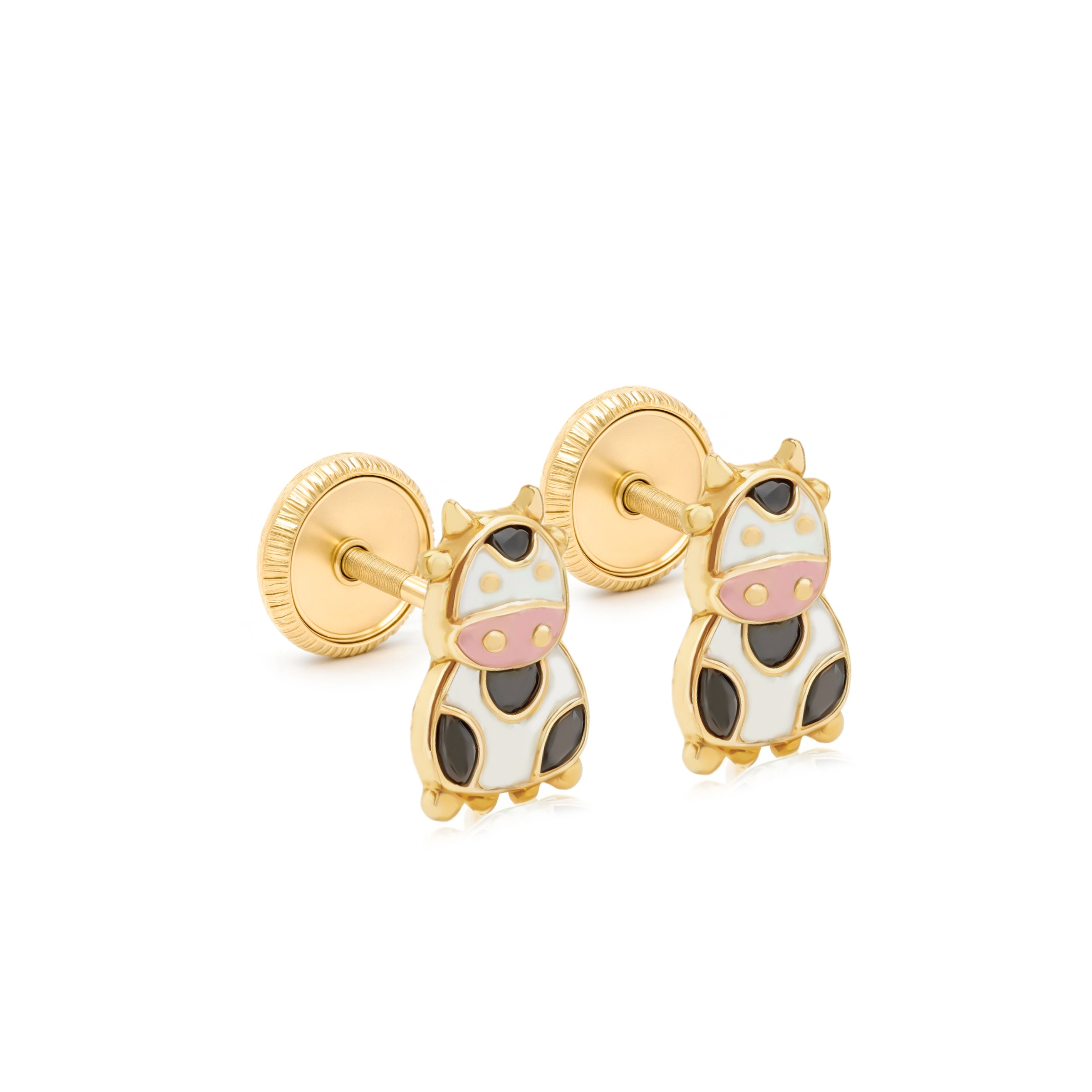 14k Gold-Cow with Enamel