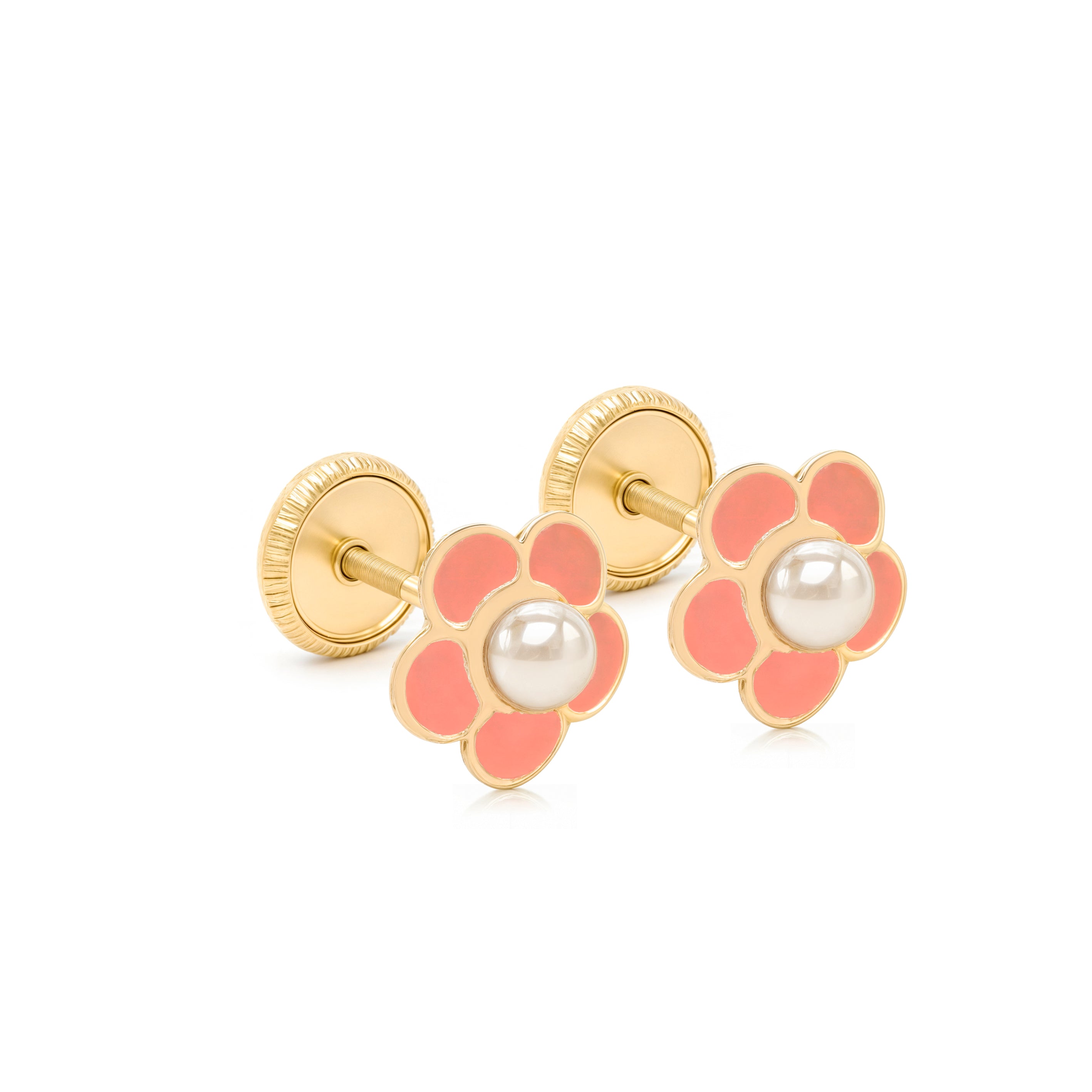 14k Gold-Pearl with Pink Enamel Spanish