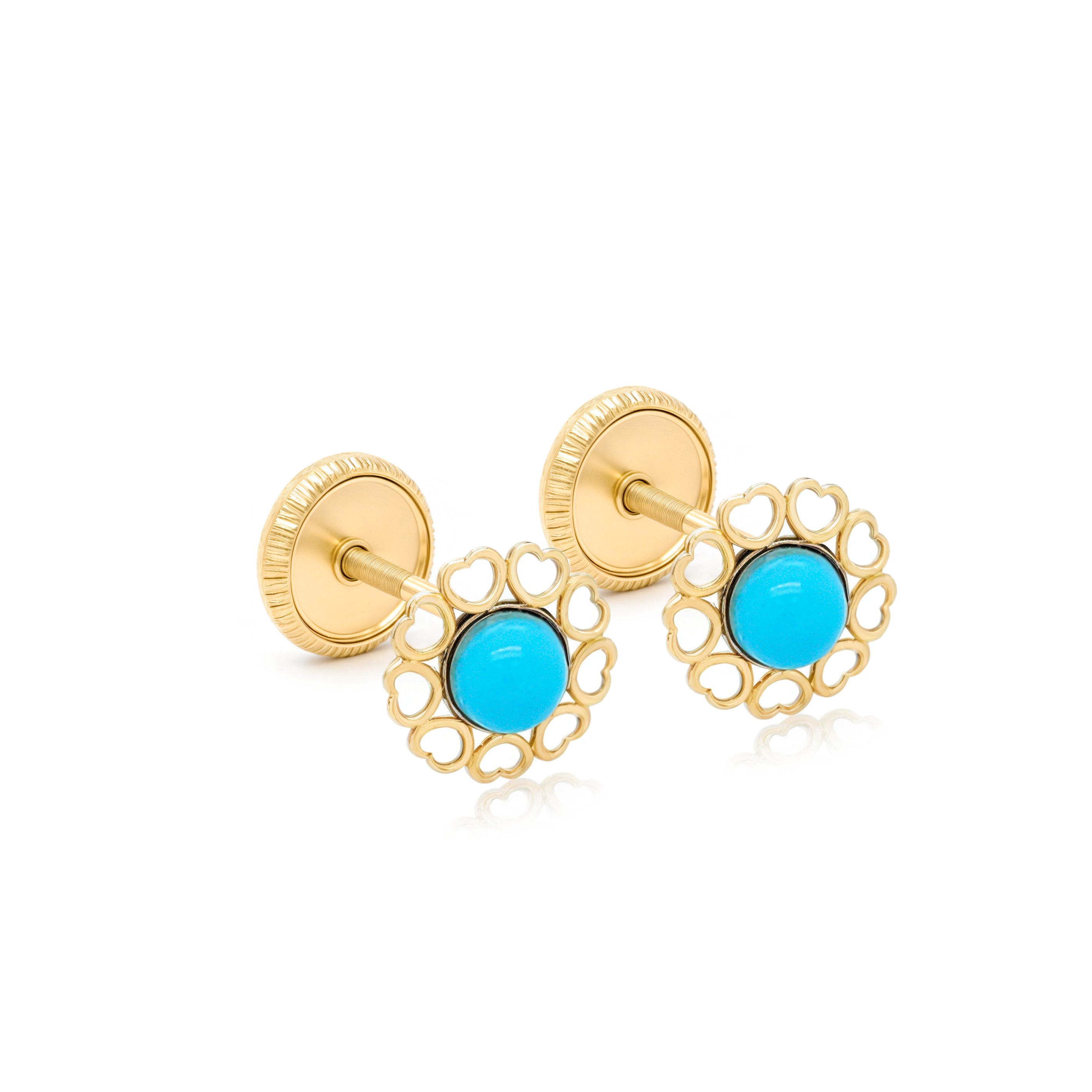 14k Gold-Turquoise with Heart Bezel Spanish