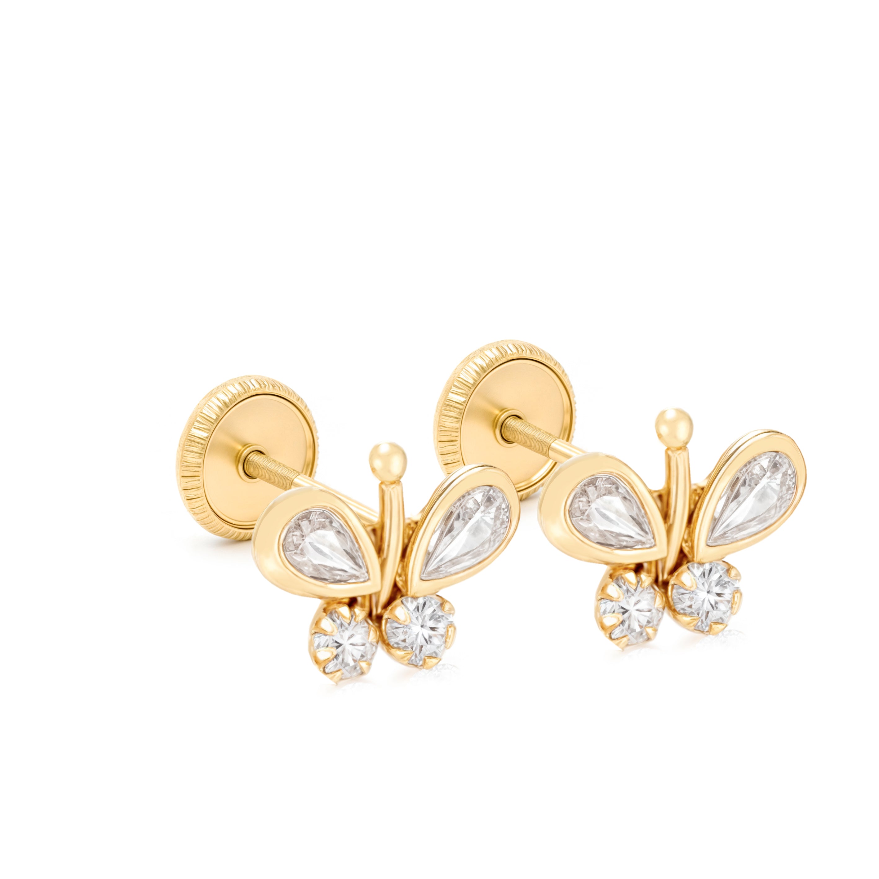 14k Gold-Muse Butterfly CZ Earrings