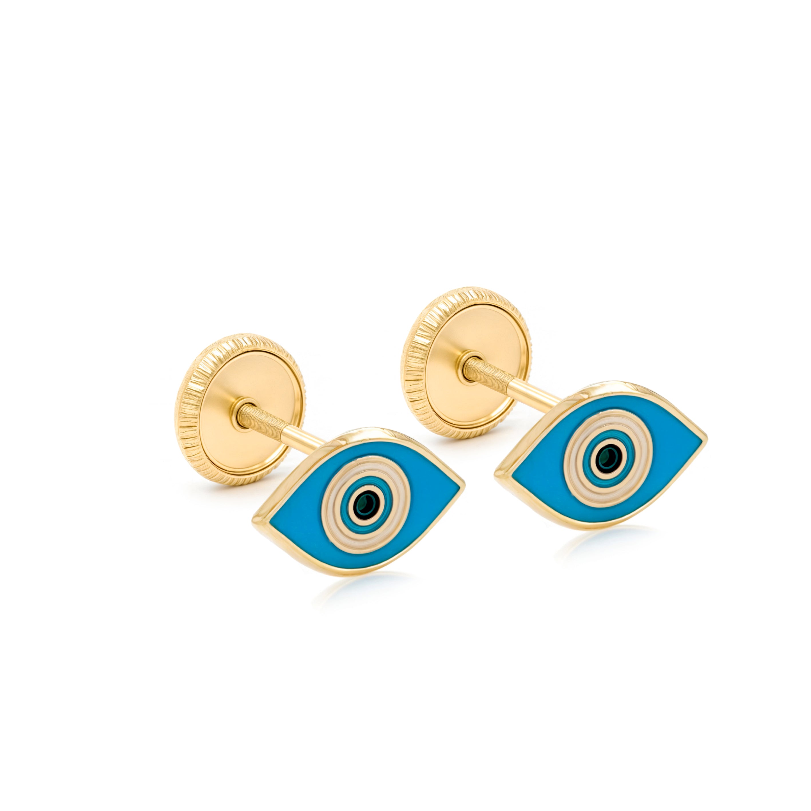 14k Gold-Eye Enamel Earrings Spanish