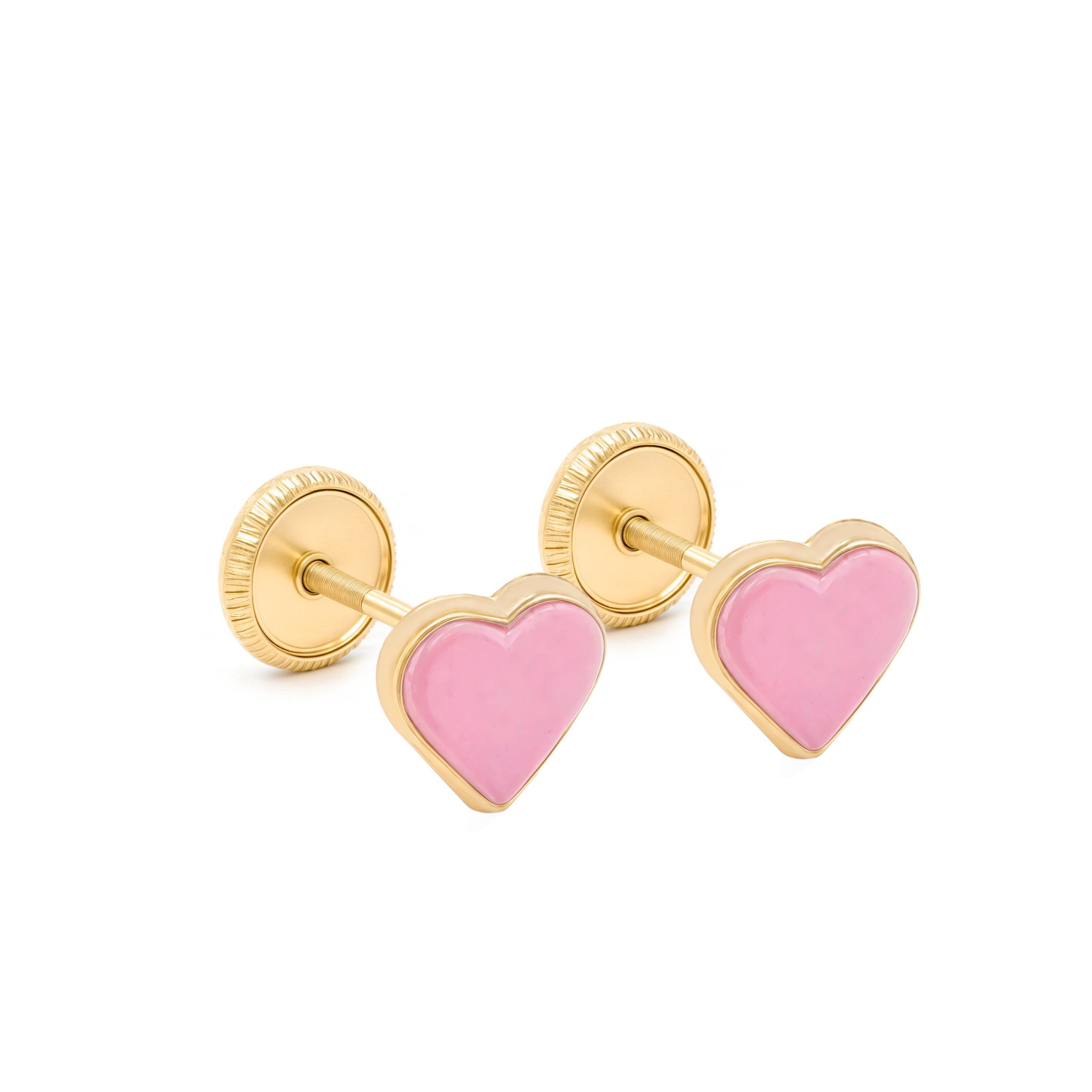 14k Gold-Heart Enamel Earrings Spanish