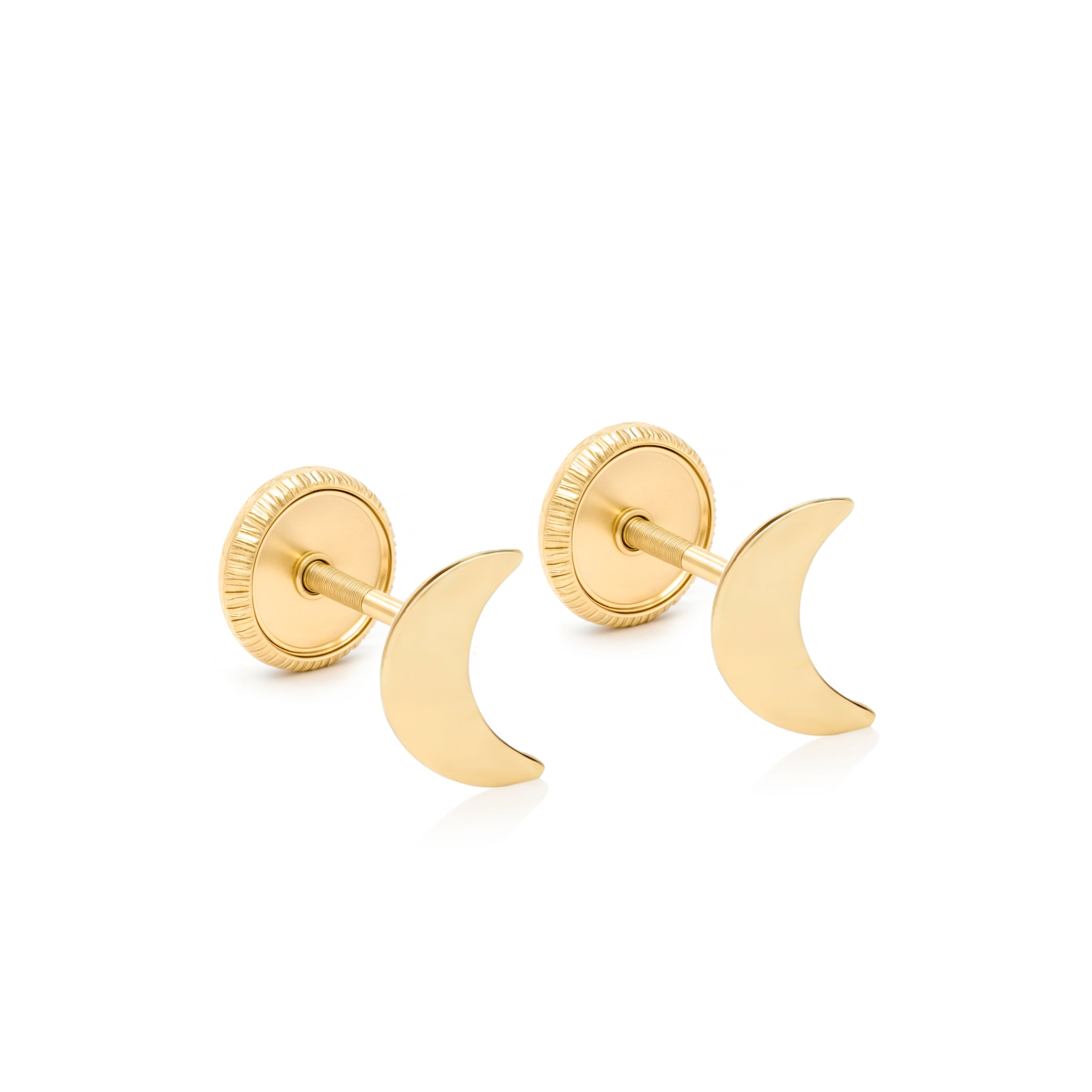 14k Gold-Gold Moon Earrings