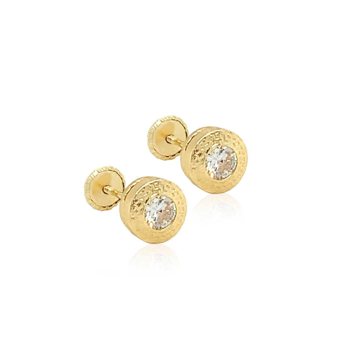 14k Gold-Round Greek Earrings Diam Spanish