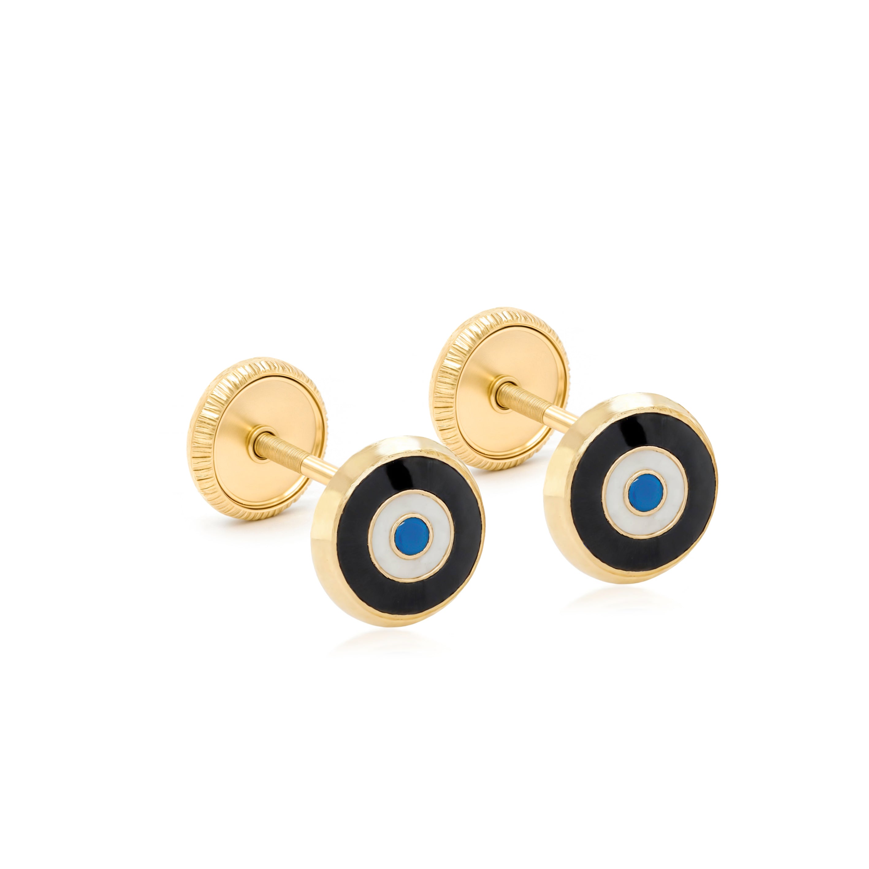 14k Gold-Circle Black Enamel Eye Spanish