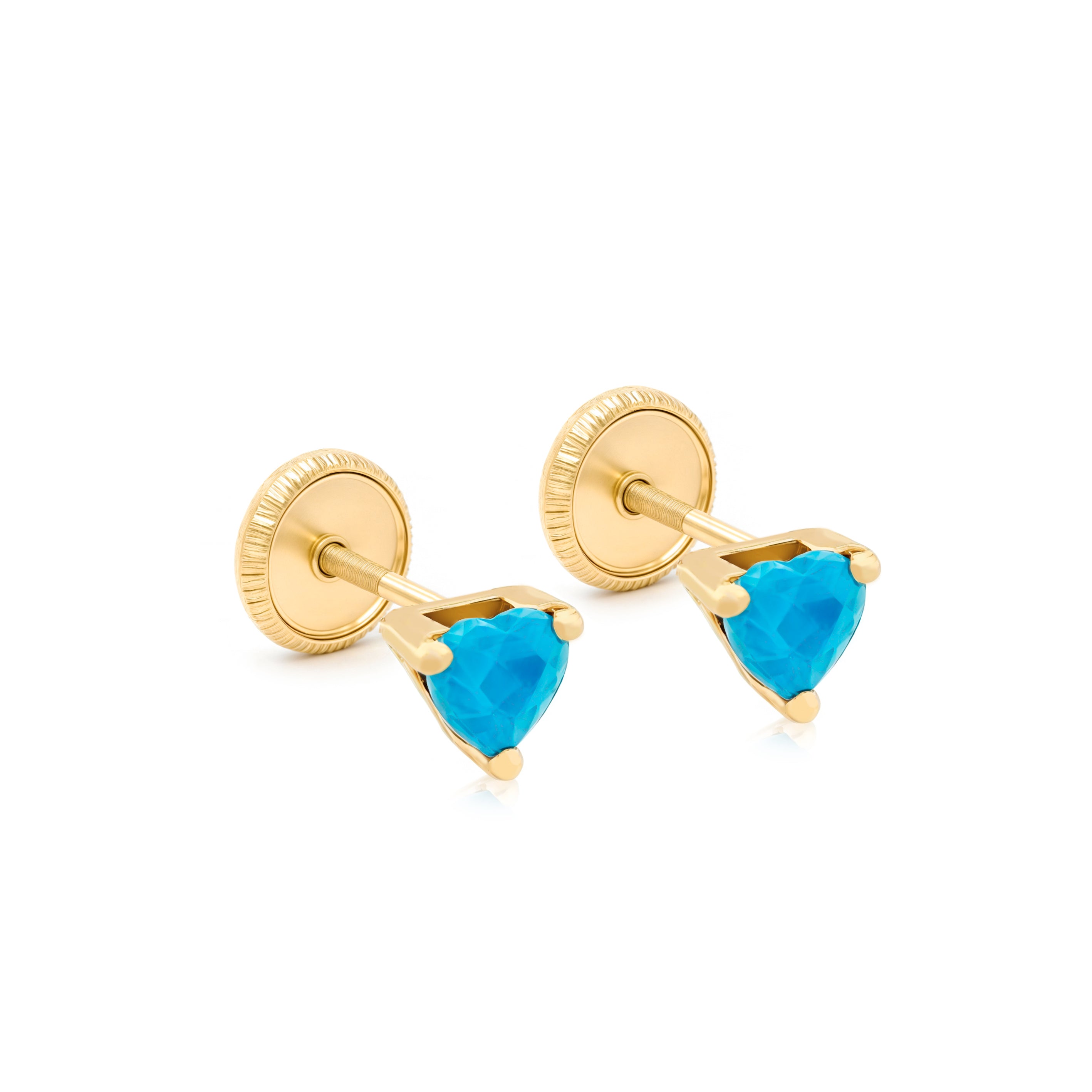 14k Gold-Heart-Shaped Zirconia Earrings