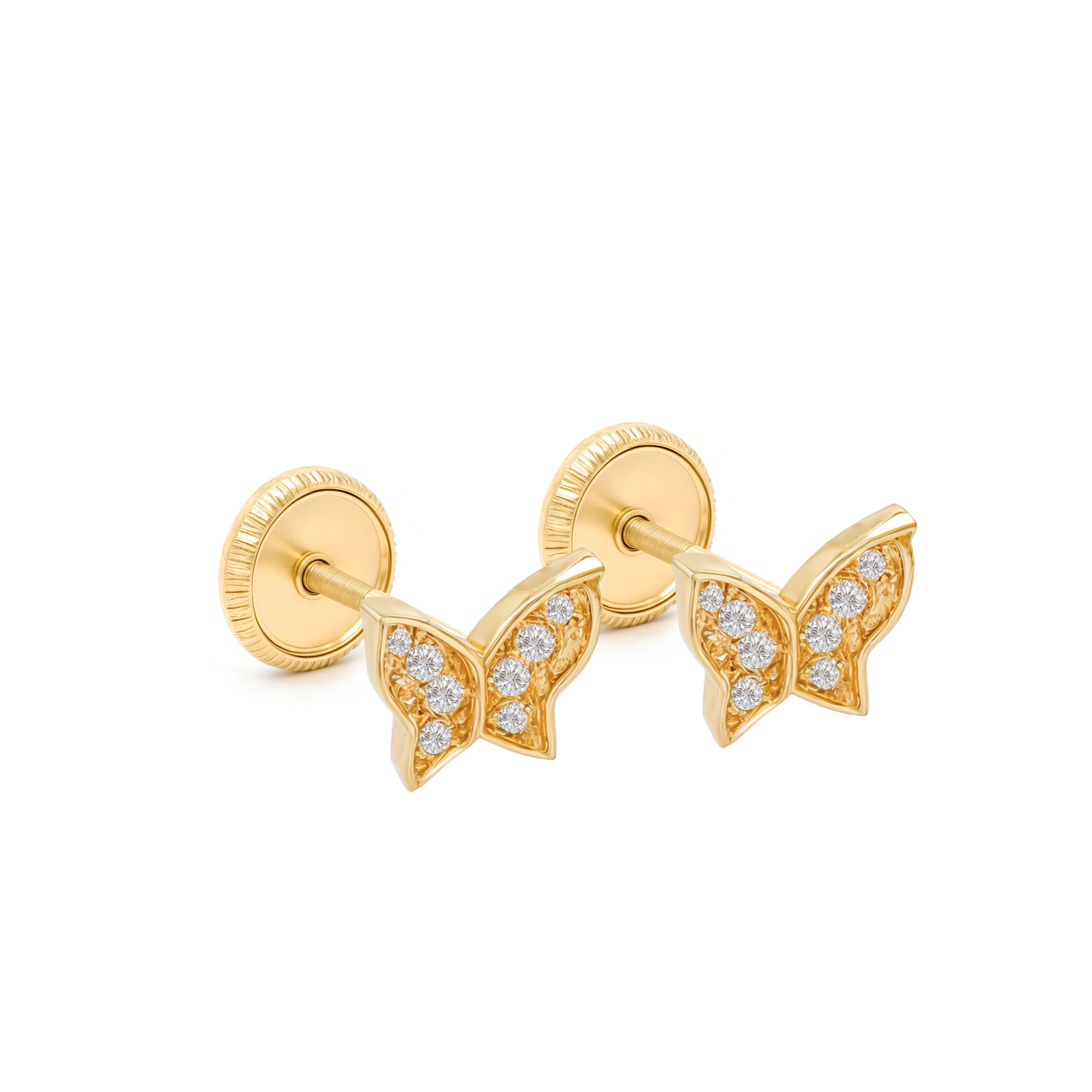 14k Gold-Butterfly CZ Earrings