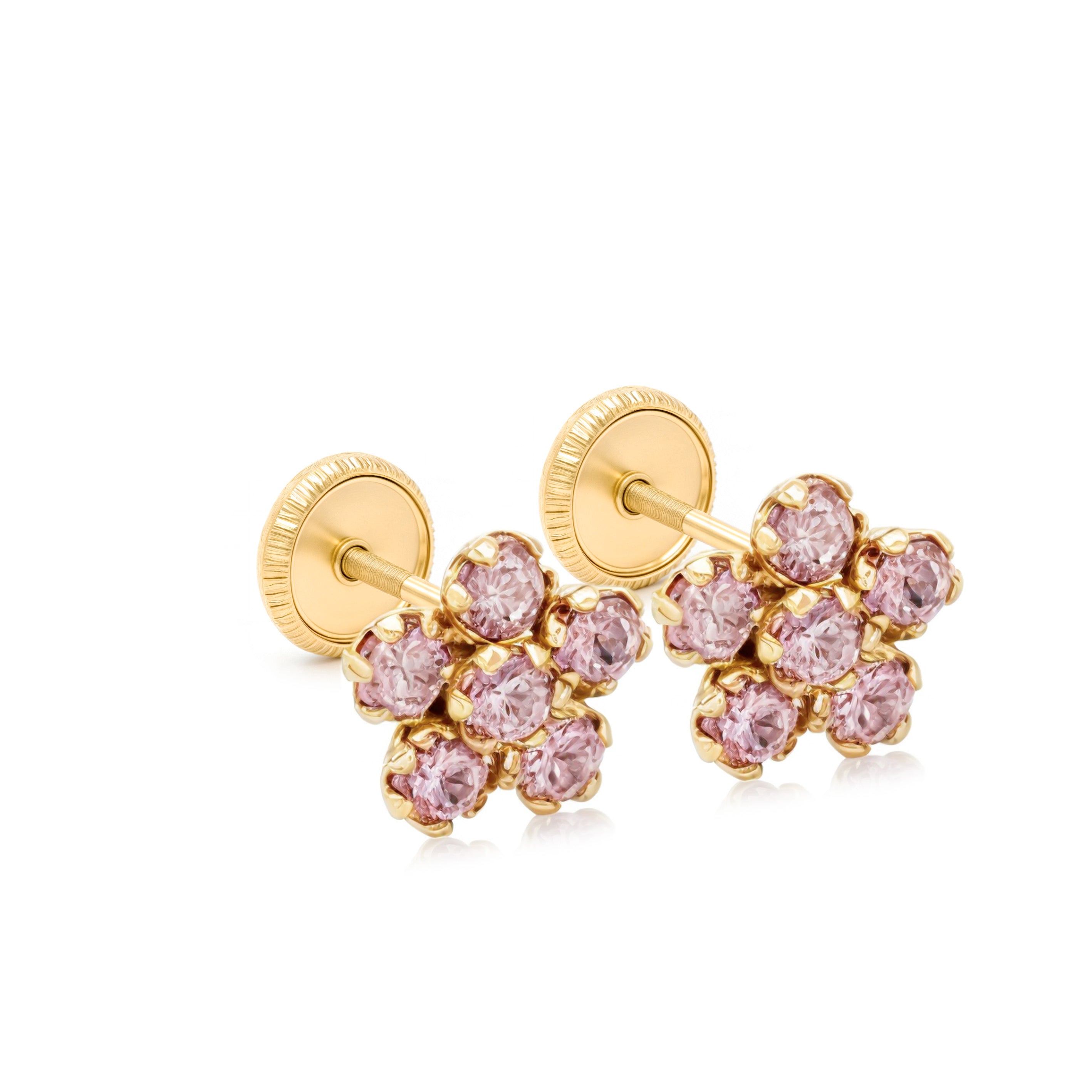 14k Gold-Flower Earrings Spanish