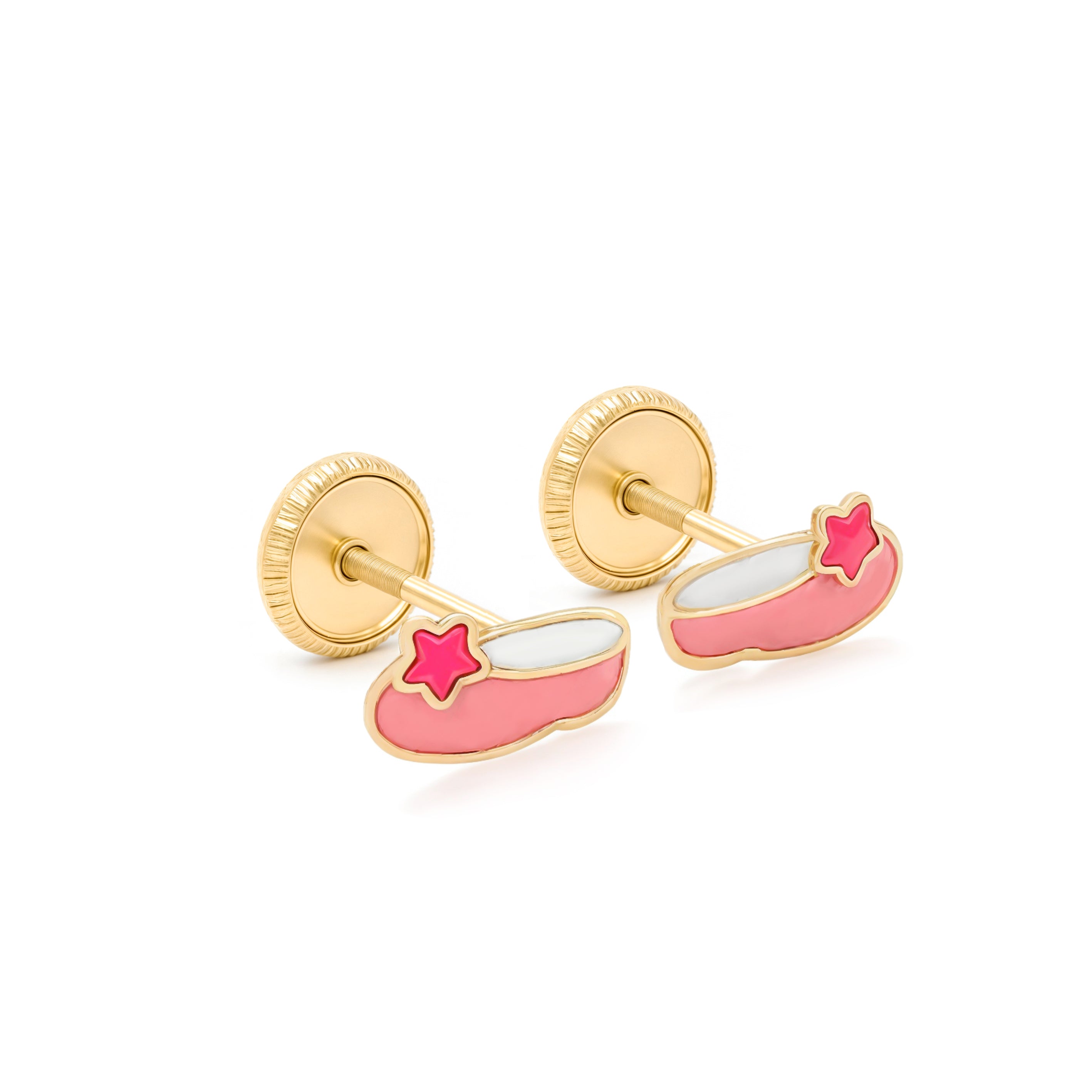 14k Gold-Enamel Baby Sandal Earrings