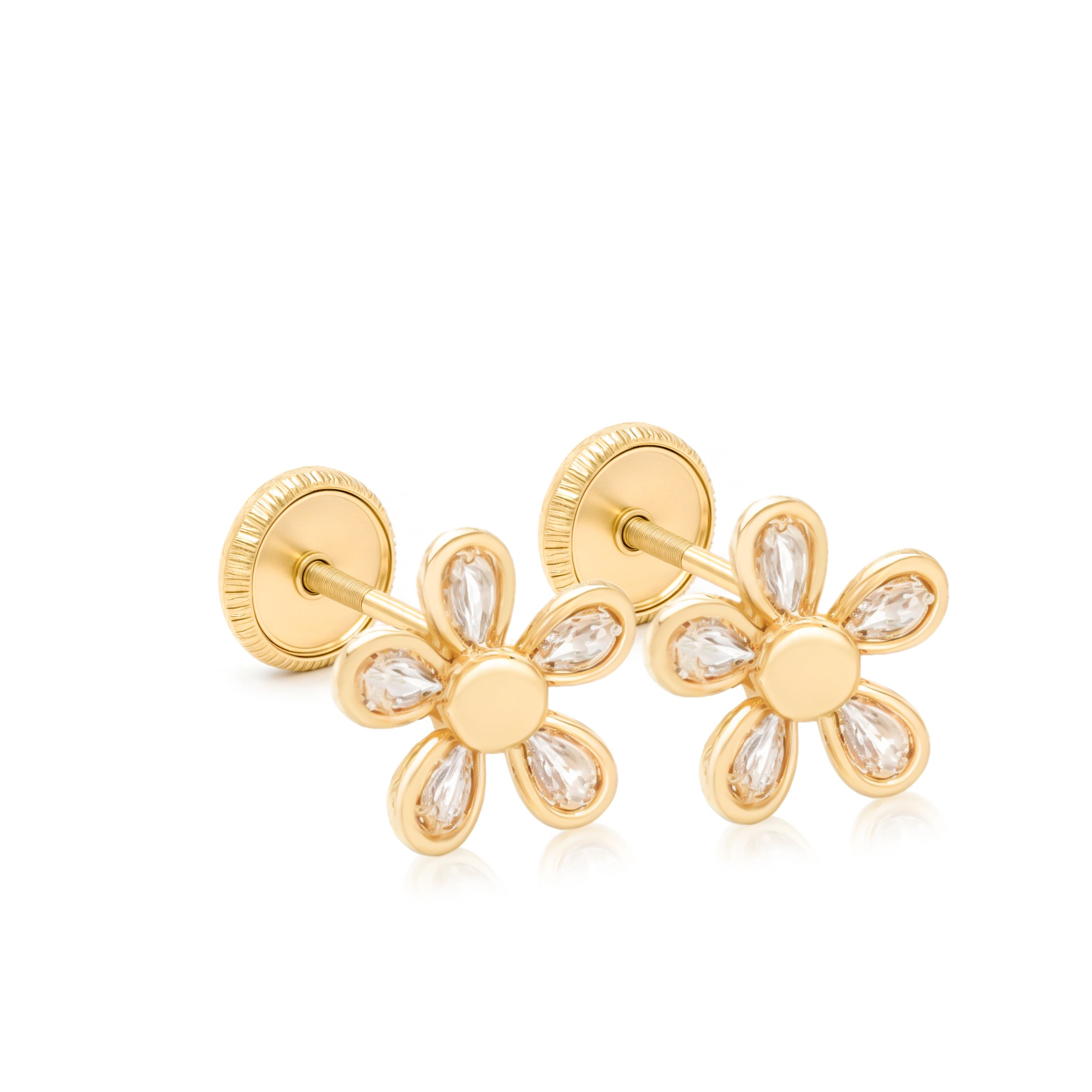 14k Gold- Flower Earrings Spanish